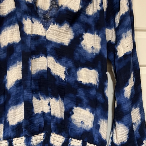 Anthropologie Porridge Tie Dye Peasant Top blue white M gorgeous - Picture 8 of 8